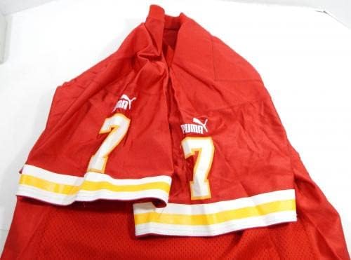 2000 Kansas City Chiefs White #7 Jogo emitido Red Jersey 44 DP32198 - Jerseys de Jerseys usados ​​na NFL não assinada