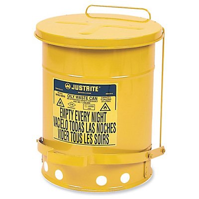 Justite All -Steel Ledes - 18 DIA.X24 H - 21 galões Capacidade - Amarelo - Amarelo