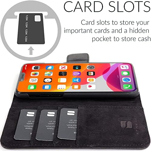 Snugg iPhone 13 Pro Max Case Carteira - Caixa de carteira dobrável com ranhuras de 3 cartas, fechamento de ímãs
