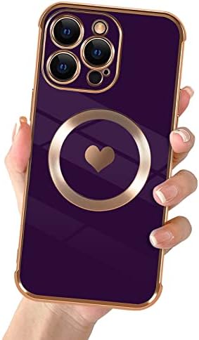 UIOEUA Compatível com iPhone 13 Pro Max Magnetic Case para mulheres meninas, Luxo Luxo Love Love Heart Magsafe