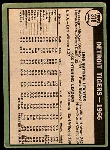 1967 Topps 378 TIGERS Equipe Detroit Tigers Poor Tigers