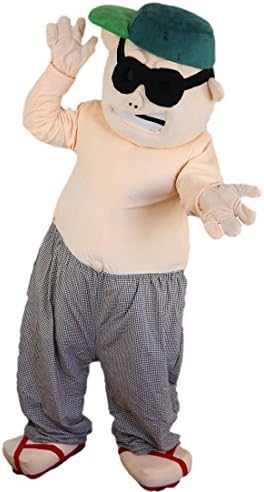 Bad Guy Homem vestindo óculos de desenho animado mascote de mascote com máscara para adultos Cosplay Party Halloween Dress Up
