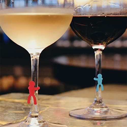 Cabilock 24pcs degustação colorida figuras figuras sinais de faixa martinis coquetel humano para anéis coquetéis de vinho bebendo champanhe de cor (reutiliza coits de cofros moldados