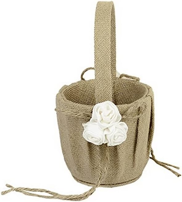 Miaohy amarelo linho cesta de flores de casamento cesto de flor de flores de flor
