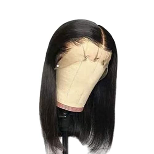 Vumsyme Bob Lace Front Wigs, mulheres curtas Bob peruca reta Cabelo preto renda frontal cor natural U Wig