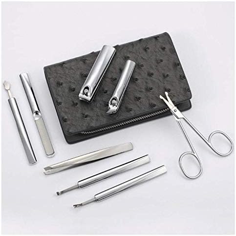 Conjunto de pregos do conjunto de unhas do sistema de unhas de couro cinza Ladies Aço inoxidável Manicure Tool