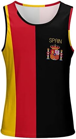 Tampo masculino de bandeira espanhola Tampa de treino sem mangas T-shirts Fitness Fitness Bodybuilding Muscle Vest Athletic Tees