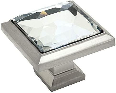 Cosmas 5883SN -C Cabinete de níquel de cetim botão quadrado com vidro transparente - quadrado de 1-1/4 - 20 pacote