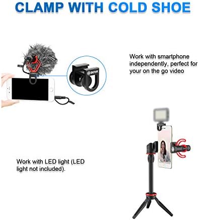 BOYA BY -VG330 Smartphone Video Plate com mini tripé, tubo de extensão e microfone de vídeo compatível com iPhone