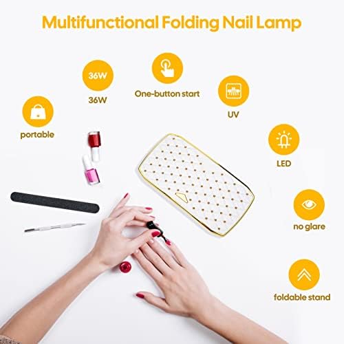 Lâmpada de unha UV, Wjiang36w mini secador de esmalte portátil secador de unhas para esmalte de gel lâmpadas UV LED USB para pregos de gel de unha de unha rápida lâmpada de cura para meninas para meninas para mulheres para casa e salão de unhas
