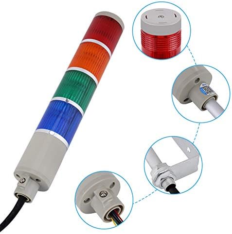 Luz de sinal industrial, coluna 4 camadas Tower Light Stack Lamp Red Green Azul de quatro cores, alerta de alerta LED Aviso industrial Industrial Light Indicador com suporte