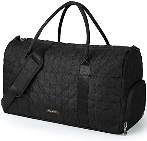 Bolsa de viagem, Bagsmart 60L Large Duffle para homens que as mulheres carregam no Weekender Saco Overnight com compartimento de sapatos, preto