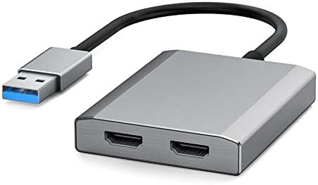 WJESOG USB 3.0 para adaptador HDMI duplo, os sistemas Windows e Mac OS podem suportar espelhamento