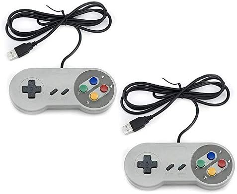 Pacote Trixes de 2 controladores USB com fio - Joypads de jogos retrô compatíveis com emuladores