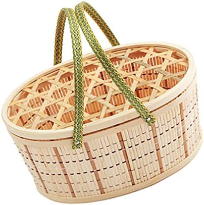 Winomo Picnic Basket Basket Rattan Storage Best Basket com tampa e manuseio de cesta de ovos de pásco