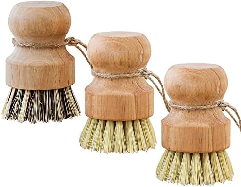Escovas de lavagem de prato de bambu, lavador de prato de madeira, escova de cozinha natural para vasos de limpeza, panelas e vegetais