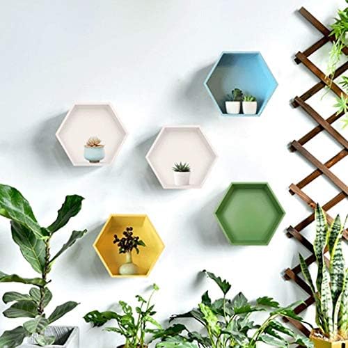 Llryn, prateleira flutuante hexagonal, rack de parede, moderno e simples de madeira, seis cores,