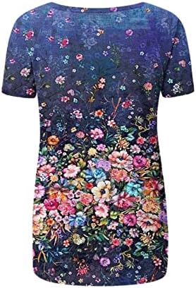 Camisas de primavera para mulheres 2023, Ladies Summer Long Blouse Tops de manga curta redonda