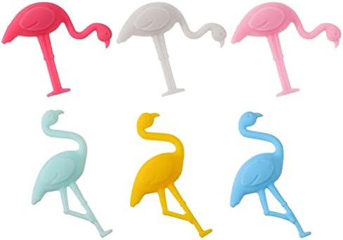 Identificadores de vidro de hemotão Marcador 6pcs desenho animado Flamingo Marcadores de vinho Identificadores