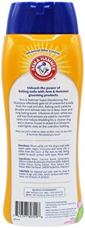 Arm & Hammer for Pets Super desodorizando shampoo para cães | Melhor odor eliminando o shampoo de cachorro | Ótimo para todos os cães e filhotes, perfume fresco de flor kiwi, 20 onças, 6-pack