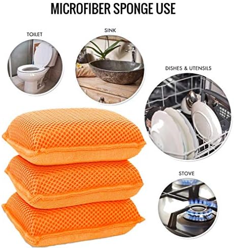 Esponja de cozinha de microfibra milagrosa por Scrub-It- Esponjas de lavagem de louça para lavagem pesada não arranhadas- lavável máquina-