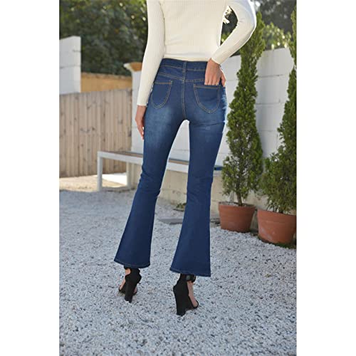 Maiyifu-gj-GJ bordado com tornozelo de tornozelo jeans High Slim Fit Bell Bottom calça jea