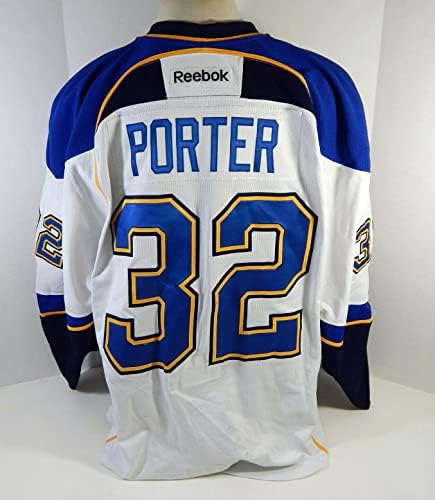 St. Louis Blues Chris Porter #32 Game usou White Jersey DP12353 - Jogo usado NHL Jerseys