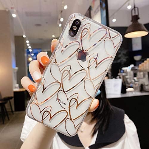 Compatível com o iPhone XS Max Case, Soft Slim TPU Fit Fit Full-Around Protective Clear Clear Heart Padrões de telefone