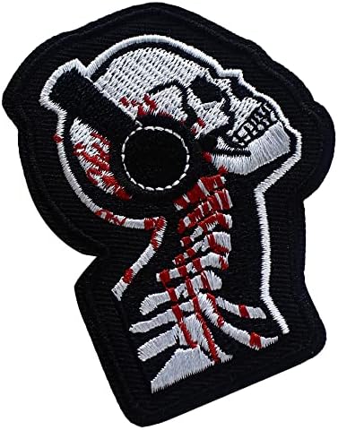 PatchKingDom Skeleleton Skull fone de ouvido Ouça Música Ferro bordado em Sew On Patch Funny Punk Biker Emblem