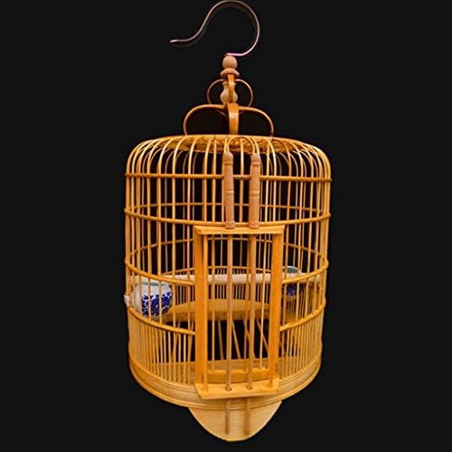 MJWDP 30cm 33cm Bamboo Bird Gage Handmade Birdcage com gaiola de gaiola de aço inoxidável Um conjunto de pássaros de bambu