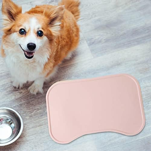 Ieudns Pet Dog Food Mat Placemat Mat taça de taça de taça fácil de limpar a prova d'água de gato não deslizamento bandeja de prato, rosa