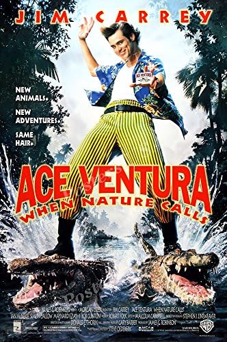 Cartazes EUA Jim Carrey Ace Ventura Quando a natureza chama de filmes de acabamento brilhante - fil454)