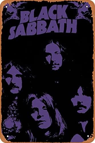 Pôster de Skotulirro Black Sabbath Sinais de metal retro vintage Man Cave Bar Room Sinais de decoração de metal Poster 8x12 polegadas
