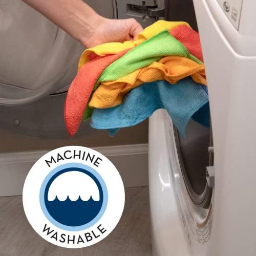Pano de limpeza de microfibras S&T Inc. para casa, toalhas de limpeza a granel para limpeza, toalhas de pano reutilizáveis ​​e sem fiapos para carro, cores variadas, 11,5 polegadas x 11,5 polegadas, 150 pacote