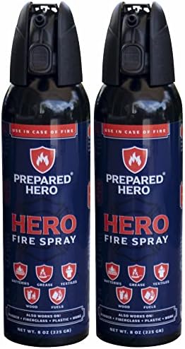 Spray de incêndio de heroína preparado - Mini extintores de incêndio para casa, carro, garagem - Extintor de incêndio pequeno de cozinha para casa, fabricado nos EUA, orgânico - compacto, portátil e fácil de usar, não -tóxico - 2 pacote