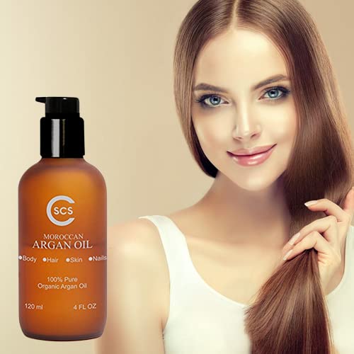 CSCS Pure Organic Marroquccan Argan Oil para cabelos e pele-Promove a pele macia e flexível-fortalece cabelos e unhas-certificados totalmente naturais e USDA