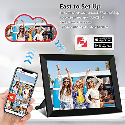 Frame Wi-Fi Digital Picture Frame, quadro de foto digital inteligente de 10,1 polegadas 1280x800 IPS LCD Touch Screen, Rotate automático, armazenamento embutido de 16 GB, compartilhe fotos ou vídeos instantaneamente via aplicativo Frame de qualquer lugar