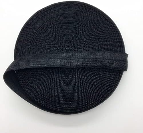Selcraft 5yards/lote 5/8 15mm Black multirole dobra sobre spandex elástico Banda de cetim Ties acessórios de cabelo Lace TRIM Costura noção - Num preto.939