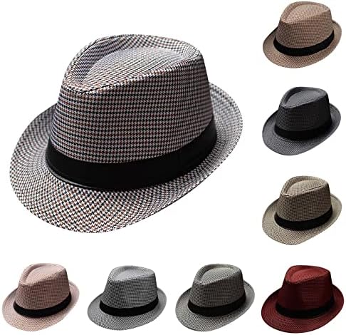 UNISSEX PLAID PRIM PRIM Fashion Designer Wide Brim roll up jazz chapéu chapéu de jogador com banda preta panamá