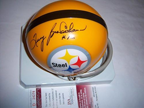 Terry Bradshaw Steelers JSA/CoA assinado T/B Mini Capacete - Mini Capacetes NFL autografados