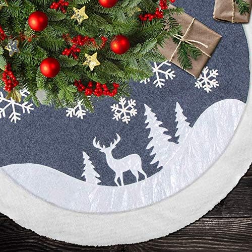 LULU HOME 48 Salia de árvore de Natal, luxuosos ornamentos de férias de camadas duplas, rena e saia de árvore de Natal de rena e floco de neve com aro de flanela