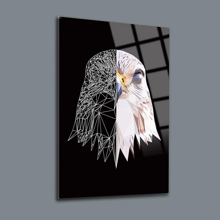 Tiger, lobo, conjunto de águia de 3 decoração de parede, arte de parede de vidro, painel de vidro
