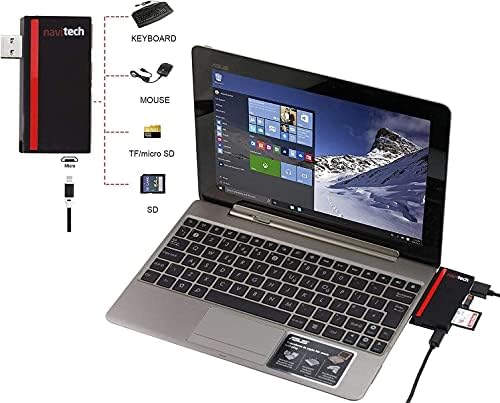 Navitech 2 em 1 laptop/tablet USB 3.0/2.0 Adaptador de cubo/micro USB Entrada com SD/micro sd leitor de cartão compatível com o laptop Dell Inspiron 16 em 1 16