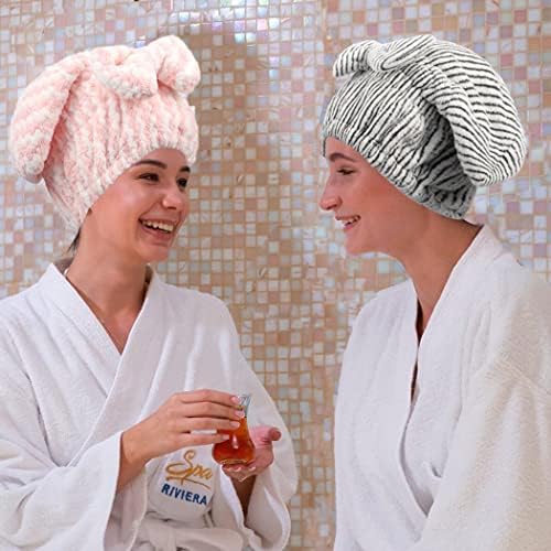 Haomye Microfiber Hair Secando toalha Toalha absorvente Capinha de escoamento de cabelo Bambu Capinho