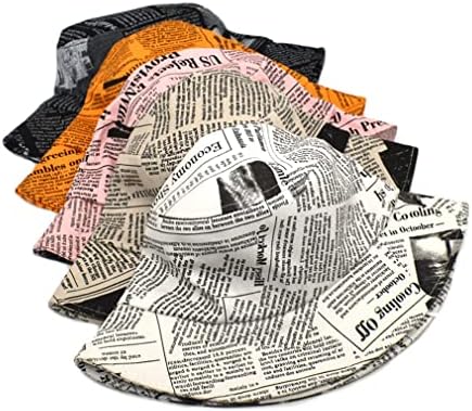 Unissex Fisherman Hat Hat Old Newspaper Padrão de Bacia Impressa Hat Street Trendência