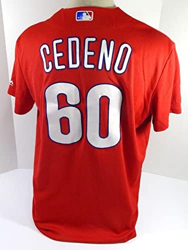 Philadelphia Phillies Jose Cedeno #60 Game usou Red Jersey Ex ST BP L DP43665 - Jogo usado MLB Jerseys