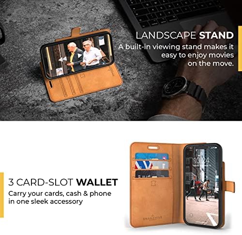 Caixa de couro de Snakehive Iphone 13 Pro | Caixa de telefone da carteira de couro genuína com
