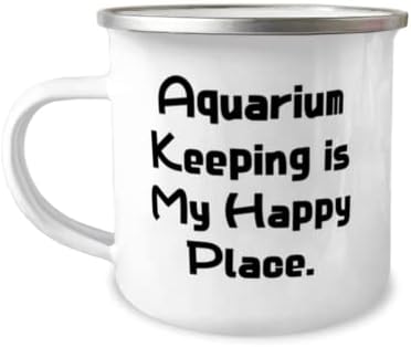 A manutenção do aquário é o meu lugar feliz. Camper de 12 onças caneca, aquário que mantém o presente,