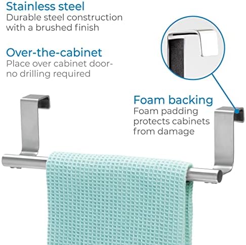Idesign forma metal sobre o rack de toalha de armário para banheiro e cozinha, 9,25 x 2,5 x 2,5 , aço inoxidável escovado