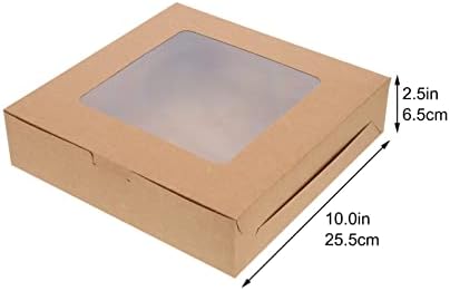 Recipientes de cupcakes de hemotão caixas de padaria de papel kraft com janela: 10pcs caixas de bolo caixas